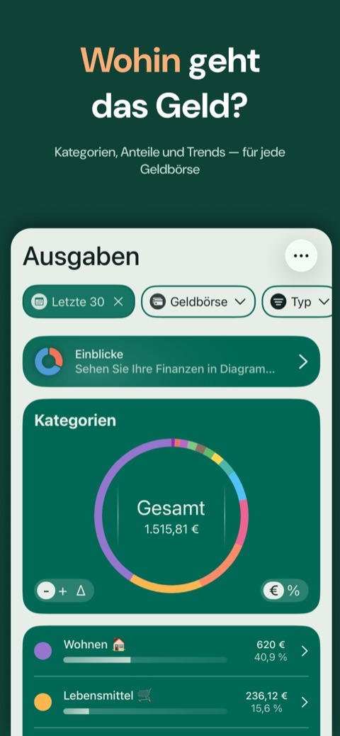 Wohin das Geld geht: Kategorien, Anteile und Trends
