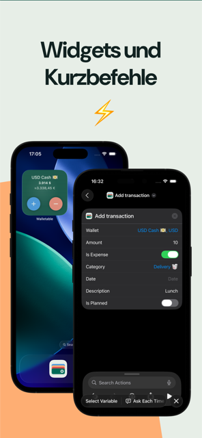 Widget auf dem Home-Bildschirm und Kurzbefehle