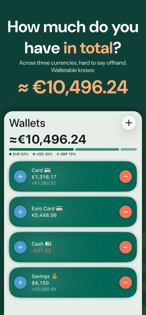 How much do you have in total, across three currencies