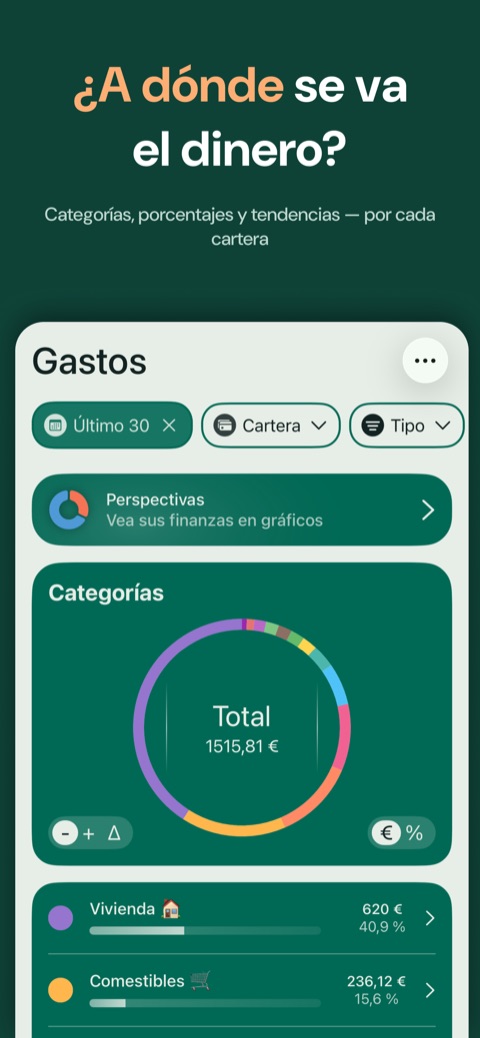 A dónde se va el dinero: categorías, porcentajes y tendencias