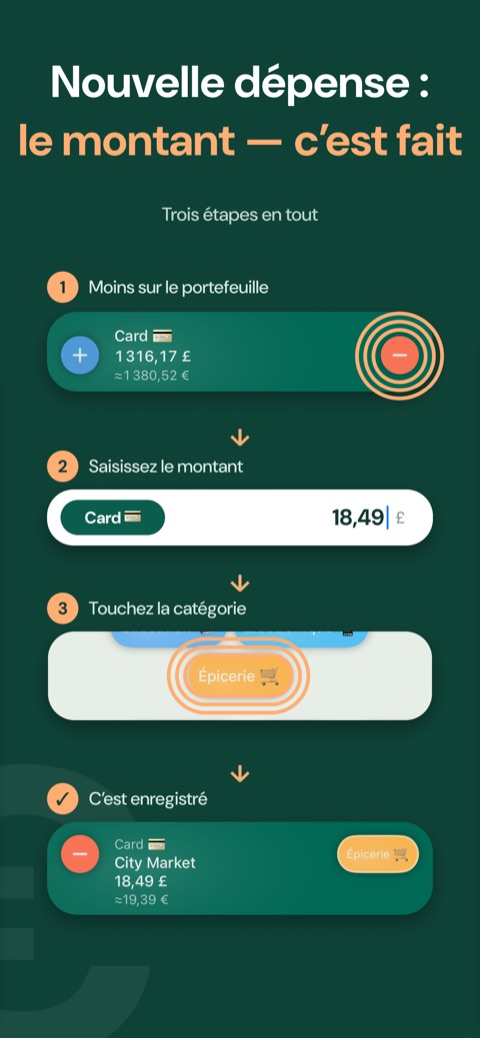 Une nouvelle dépense en quelques secondes : montant, catégorie, c’est fait