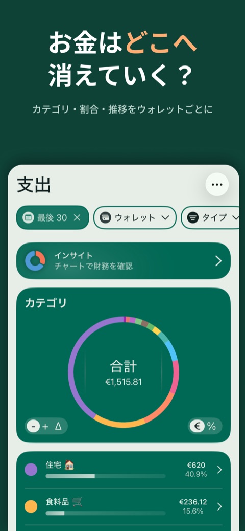 お金はどこへ消えるのか：カテゴリ・割合・推移